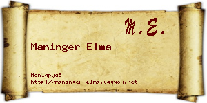 Maninger Elma névjegykártya